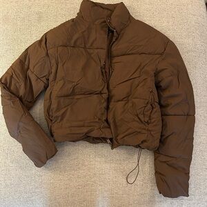 Love Tree Brown Cropped Puffer Jacket
